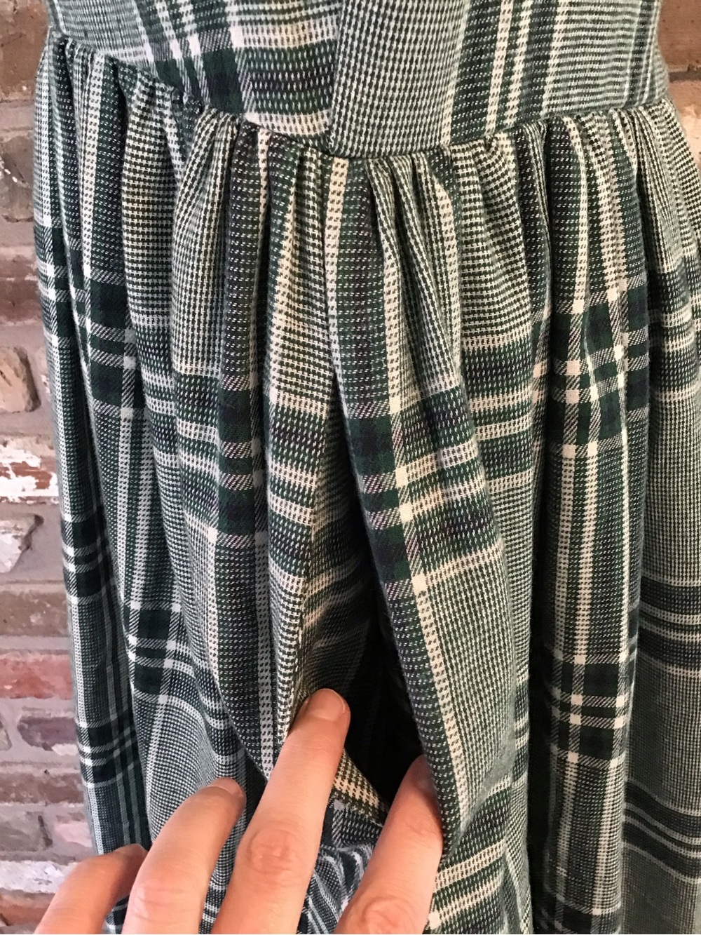 SAINT GERALDINE Women's Fit & Flare Green Navy Plaid Sleeveless Midi Dress L - Picture 5 of 7